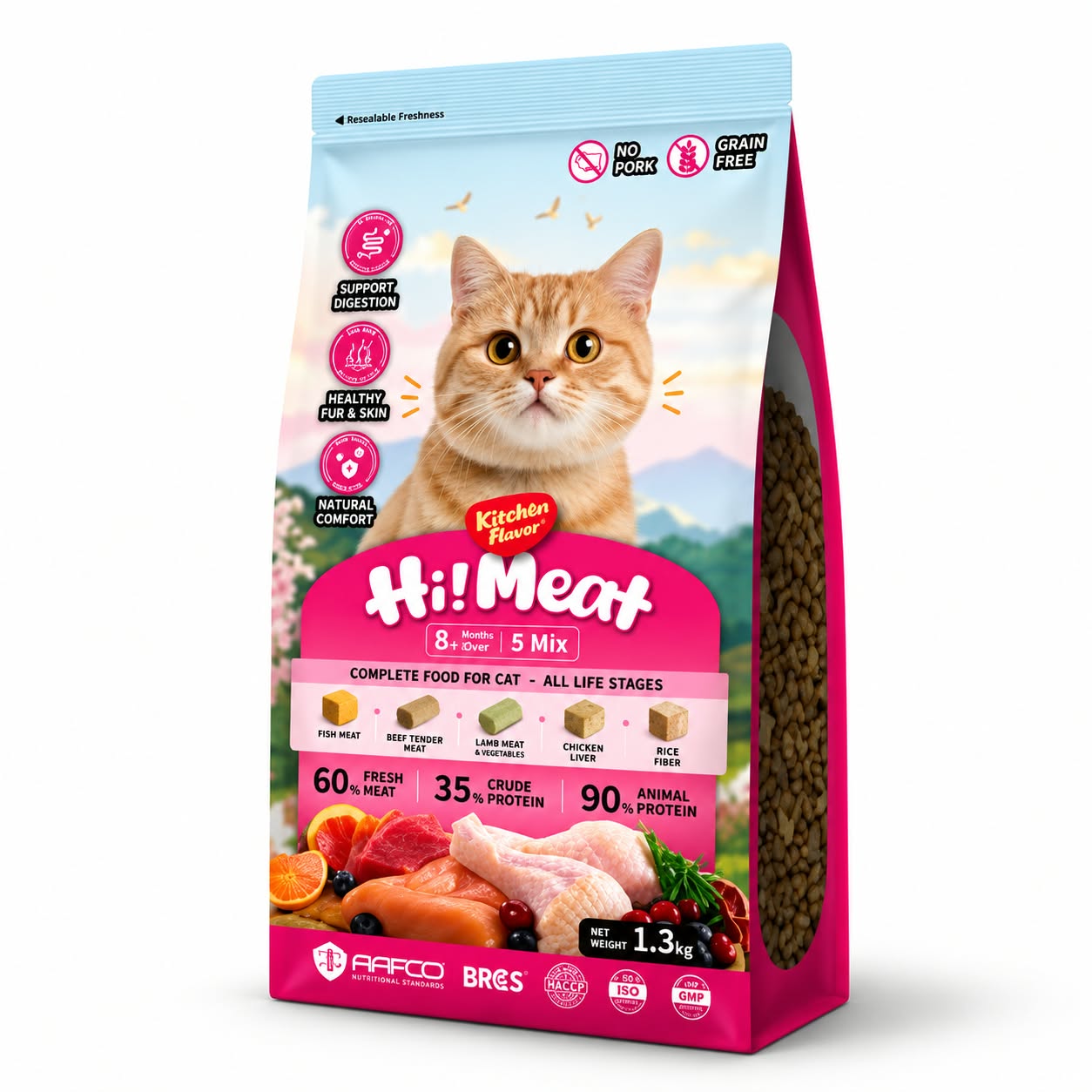 Kitchen Flavor Hi Meat Complete Cat Food for Cat All Life Stages - 1.3kg